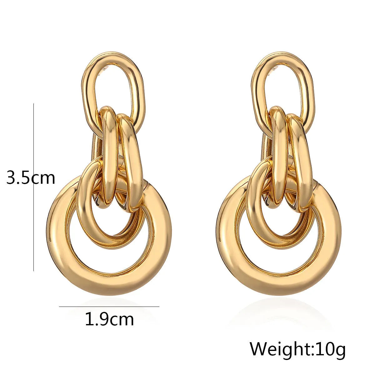 Gold geometric irregular-shaped earrings for women made from copper material