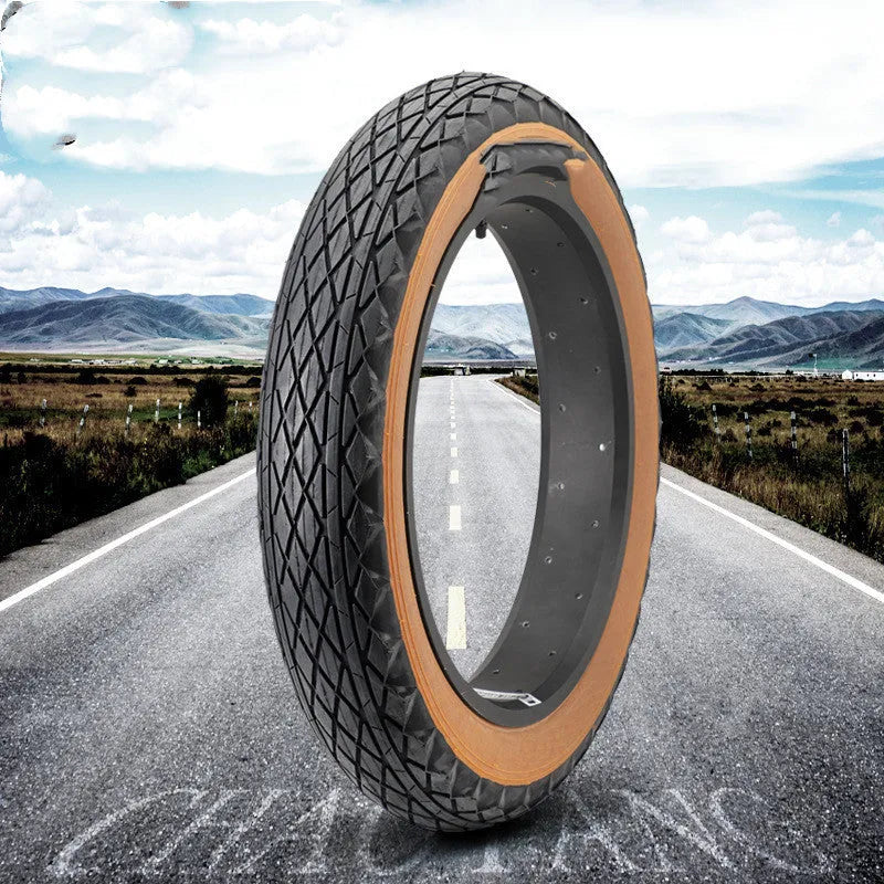 Brown skin edge tyre for electric beach car measuring 20x4.0 inches with 1370g weight