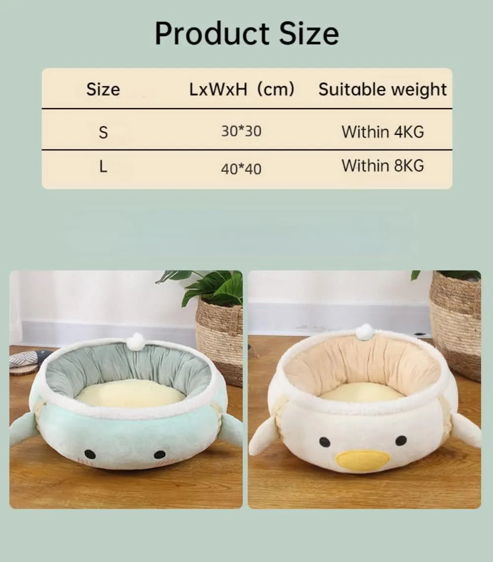 Green chick dinosaur shape cat bed laid flat as sofa with attached straps for hanging