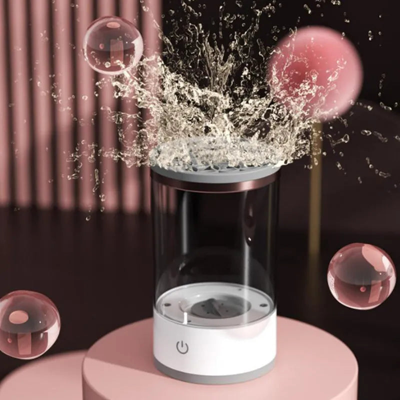 Grey and white portable electric makeup brush cleaning machine with USB charger