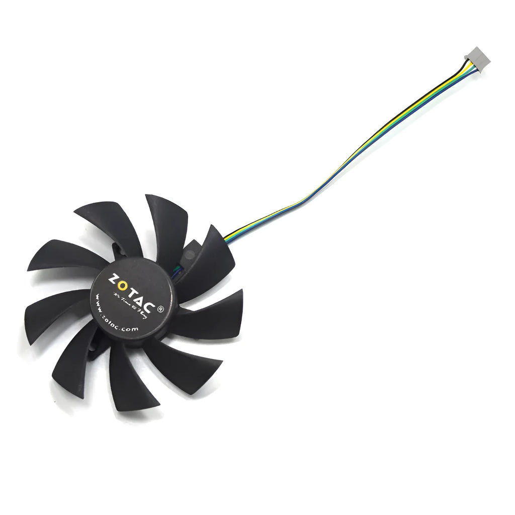 Black 85mm computer cooling fan with 4-pin power connector for graphics card and PC case installation