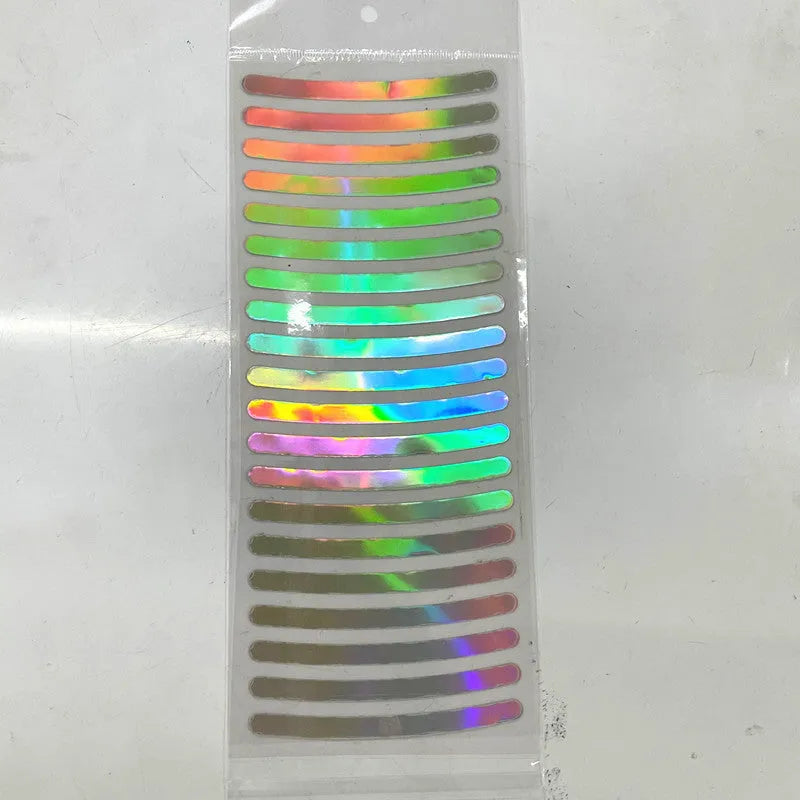 20-piece car wheel reflective stickers in arc shape with 11 colour options including fluorescent and luminous variants on wheel hub