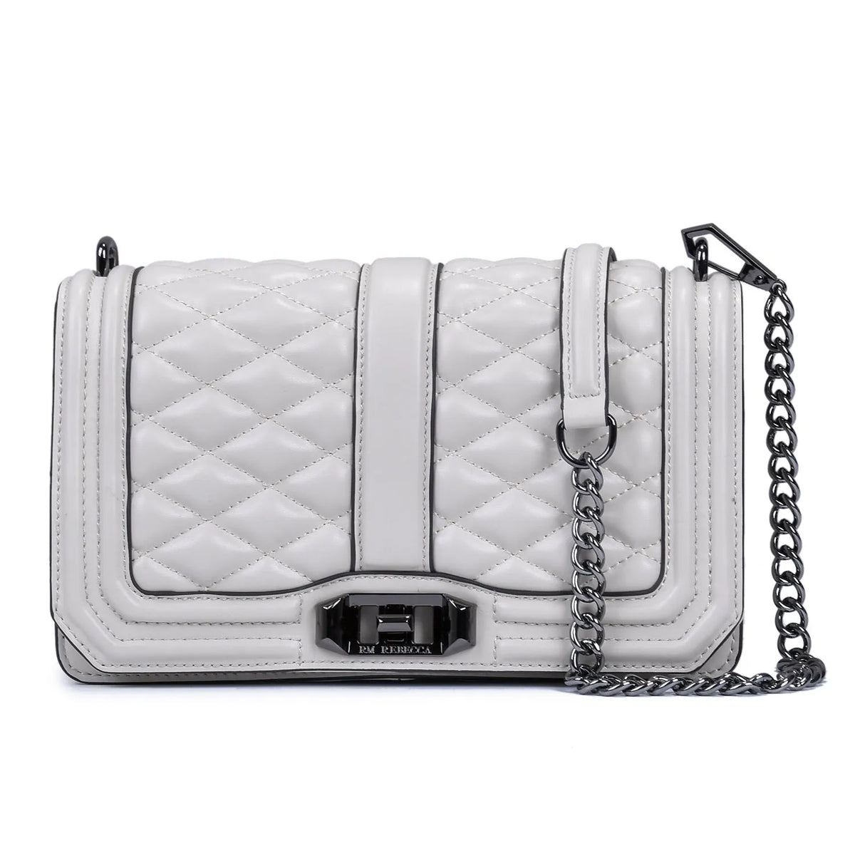 Women's rhombic chain shoulder bag in first layer cowhide with plaid pattern, cover type opening and cotton lining