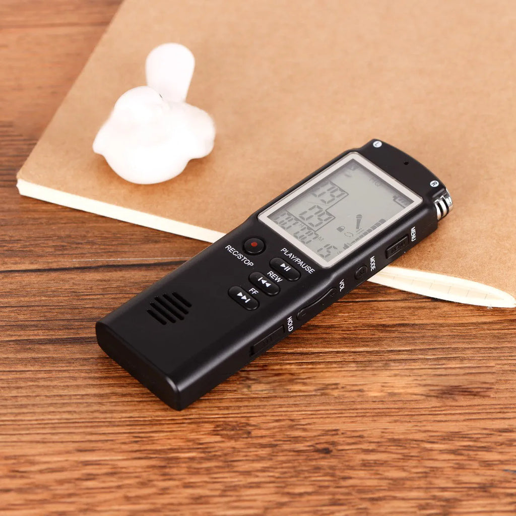 Original USB Professional Voice Recorder with compact design, external microphone, and display showing 1536 Kbps bit rate
