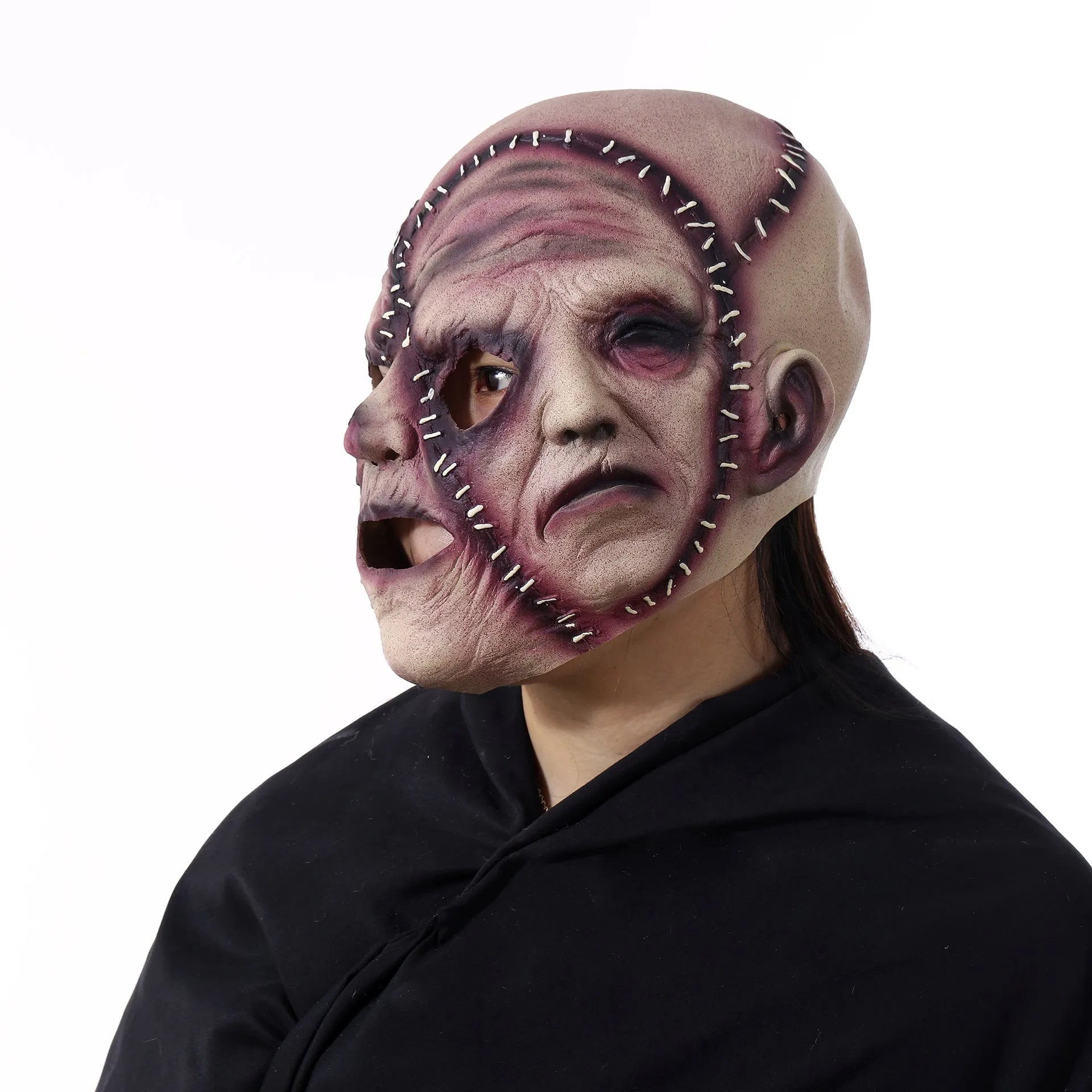 Three-sided grimace horror mask made from natural latex for Halloween costumes