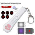 Plastic infrared cat teasing stick with rotating light, showing blue colour option