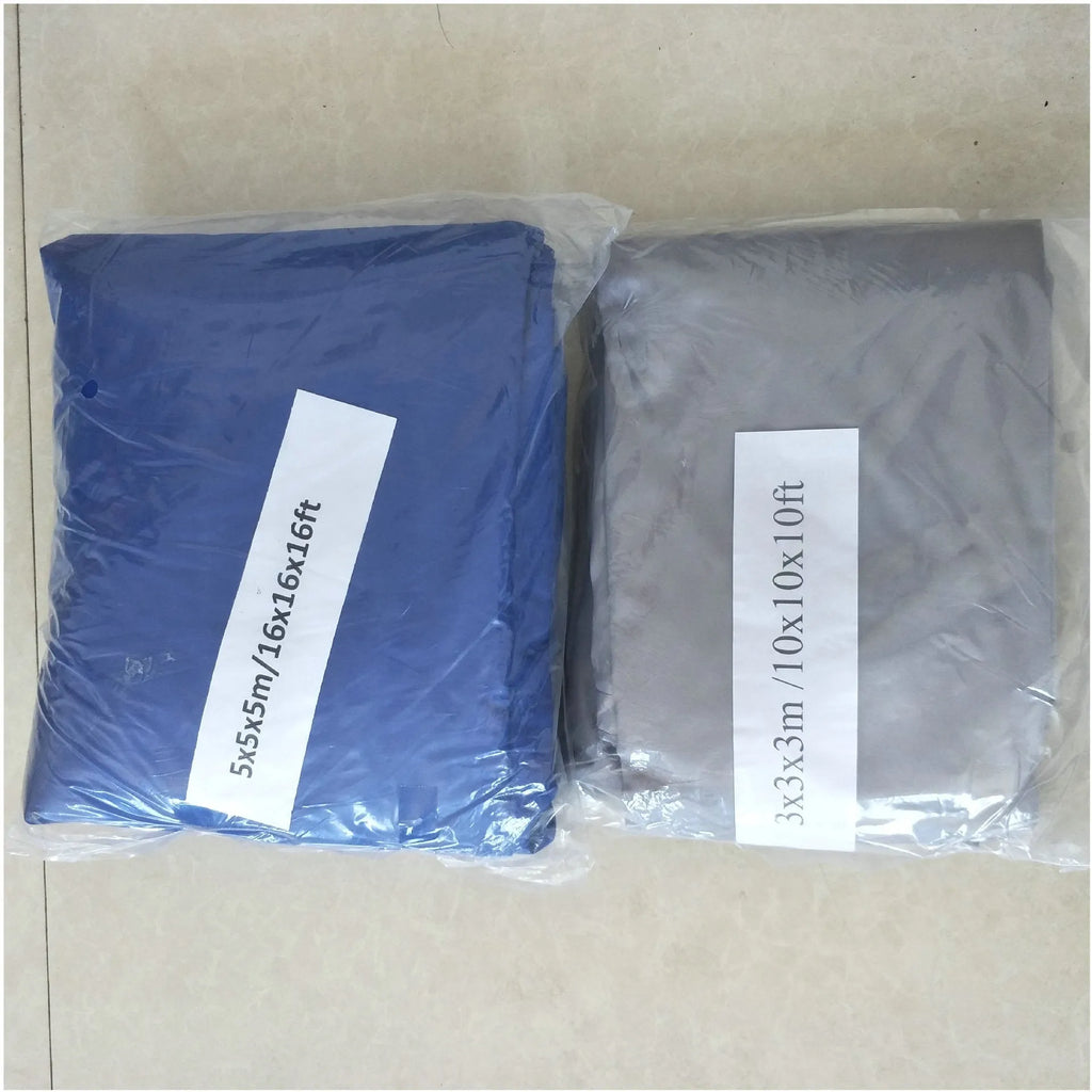 Blue waterproof polyester shade sail measuring 3x4 metres in a curved square shape.