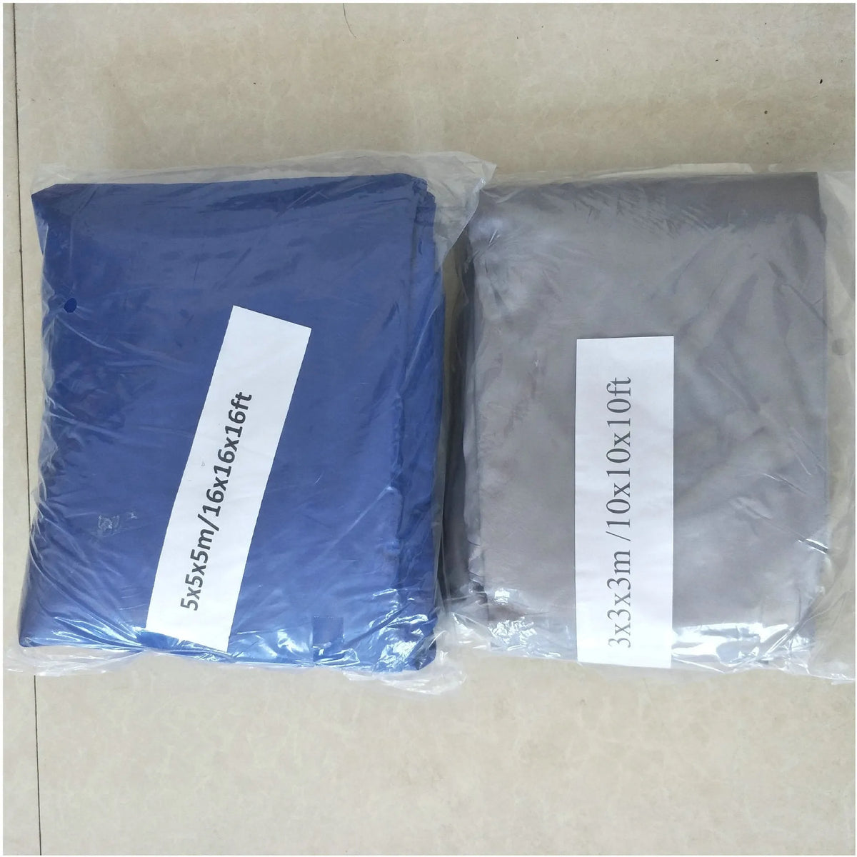 Blue waterproof polyester shade sail measuring 3x4 metres in a curved square shape.