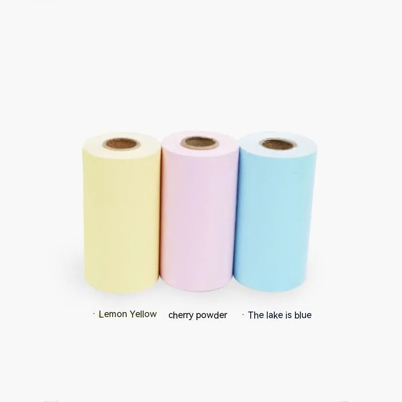 Roll of 57x30mm pink and yellow blue thermal paper for wrong question printers.