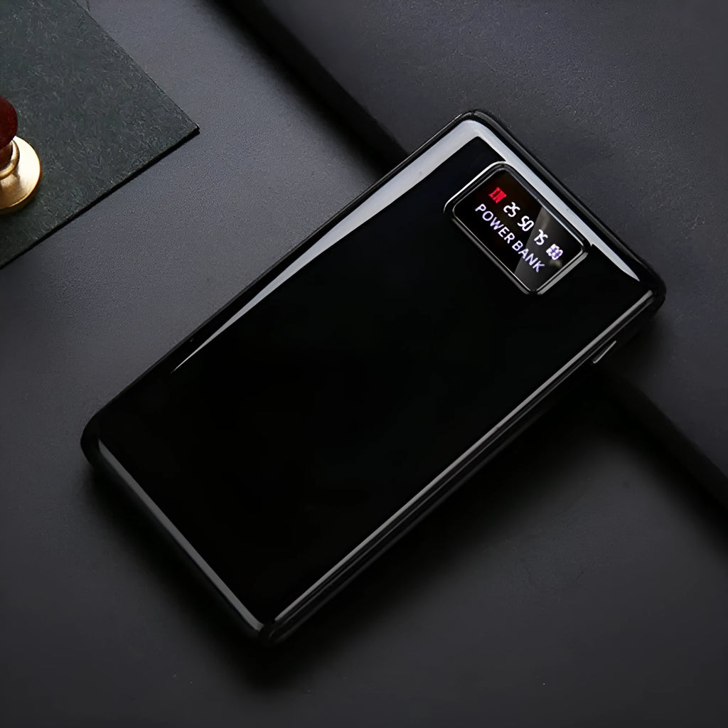 Black and white 18650 DIY charging bank case showing dual input ports and battery compartments