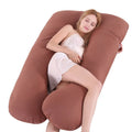 U-shaped pregnancy pillow showing waist protection belt and abdominal support, 140x80cm with removable cover