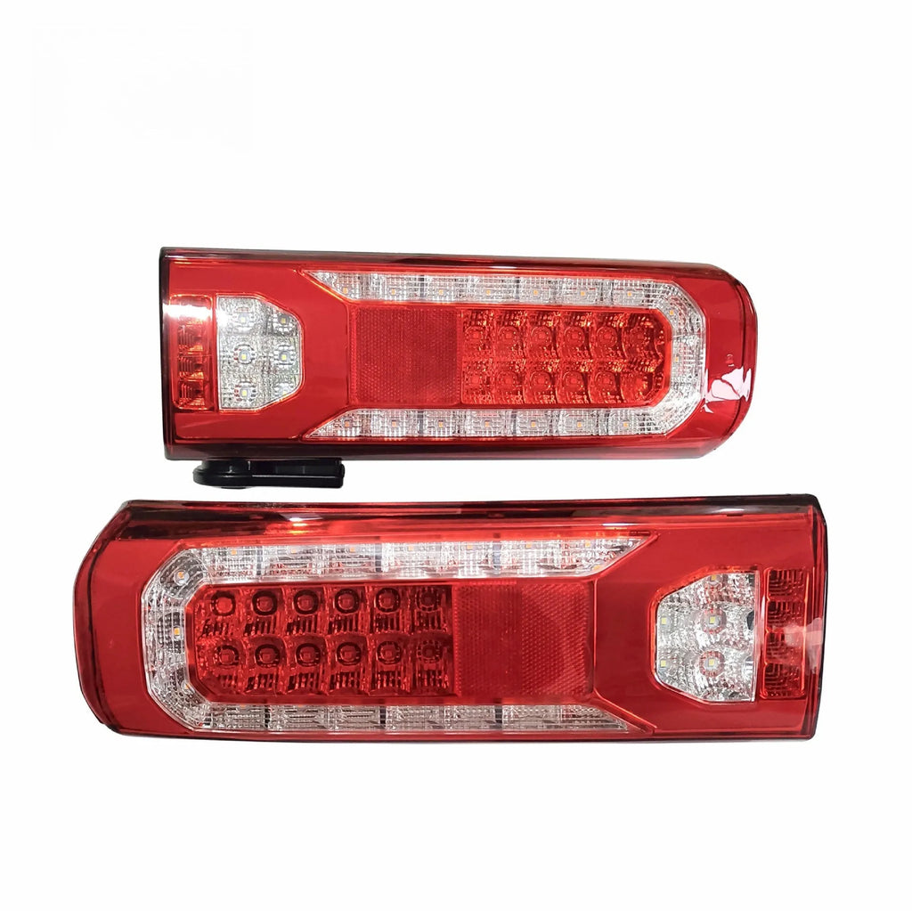Mercedes-Benz MP4 MP5 heavy truck LED running water style rear tail lamp on white background.