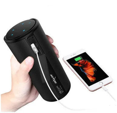 Wireless Bluetooth speaker in black, blue, or red with 4000 mAh battery and compact design