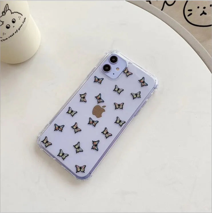 Butterfly phone case in TPU with solid pop element, available in two butterfly colour options for iPhone.