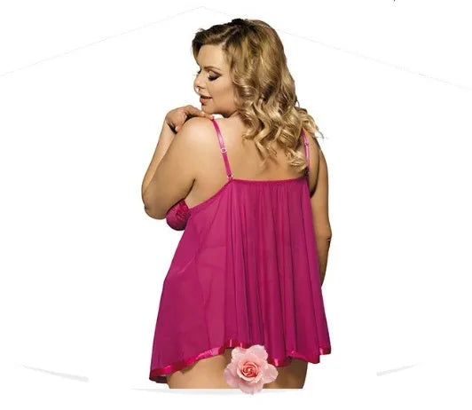Women's sleeveless lace sleepdress in polyester mesh available in multiple colours and sizes up to 6XL