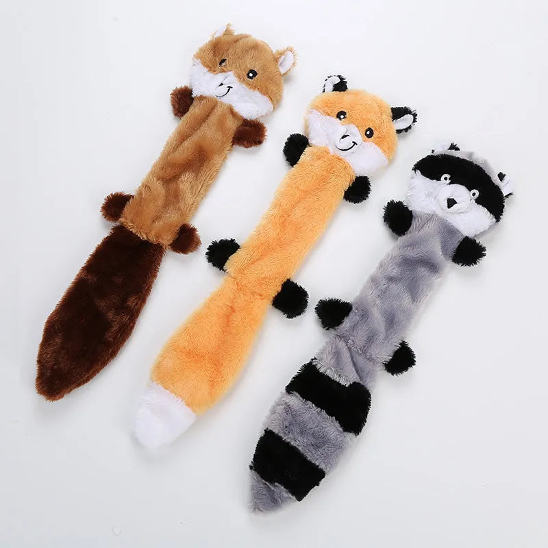 46cm long plush squeaking dog toy in multiple colour options