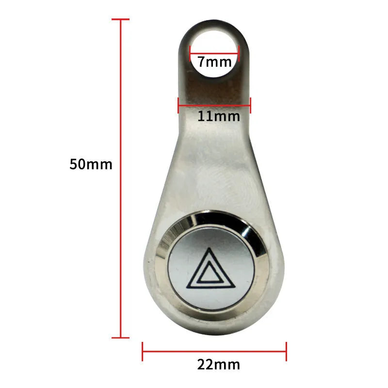 Black stainless steel motorcycle switch with double flash function and illuminated light ring for 7mm panel installation