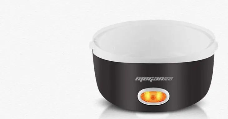White rice cooker with 2 litre capacity and steaming basket options