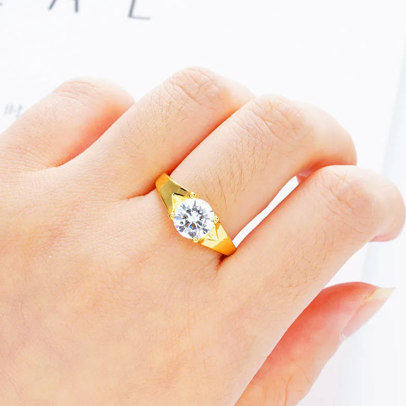 Women's adjustable Vietnam placer gold zircon ring in six colour variations on finger