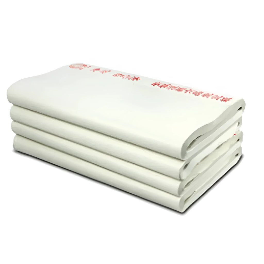 Pack of 100 white health promotional paper sheets showing three available size options