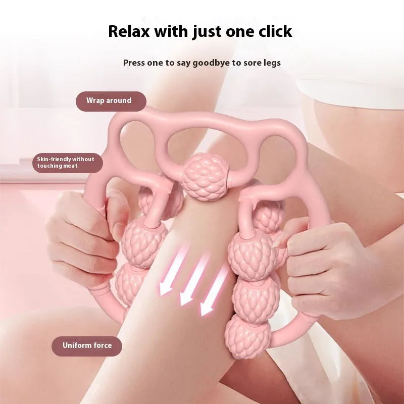 Double row ring clip leg massager with ten massage points in autumn cherry pink colour