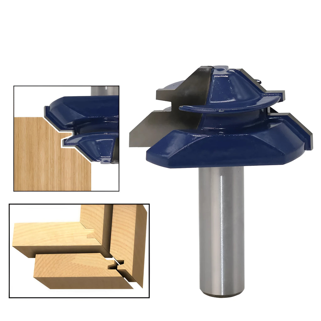 Blue hard alloy wood milling cutter with 45-degree tenon knife and 1/2 handle