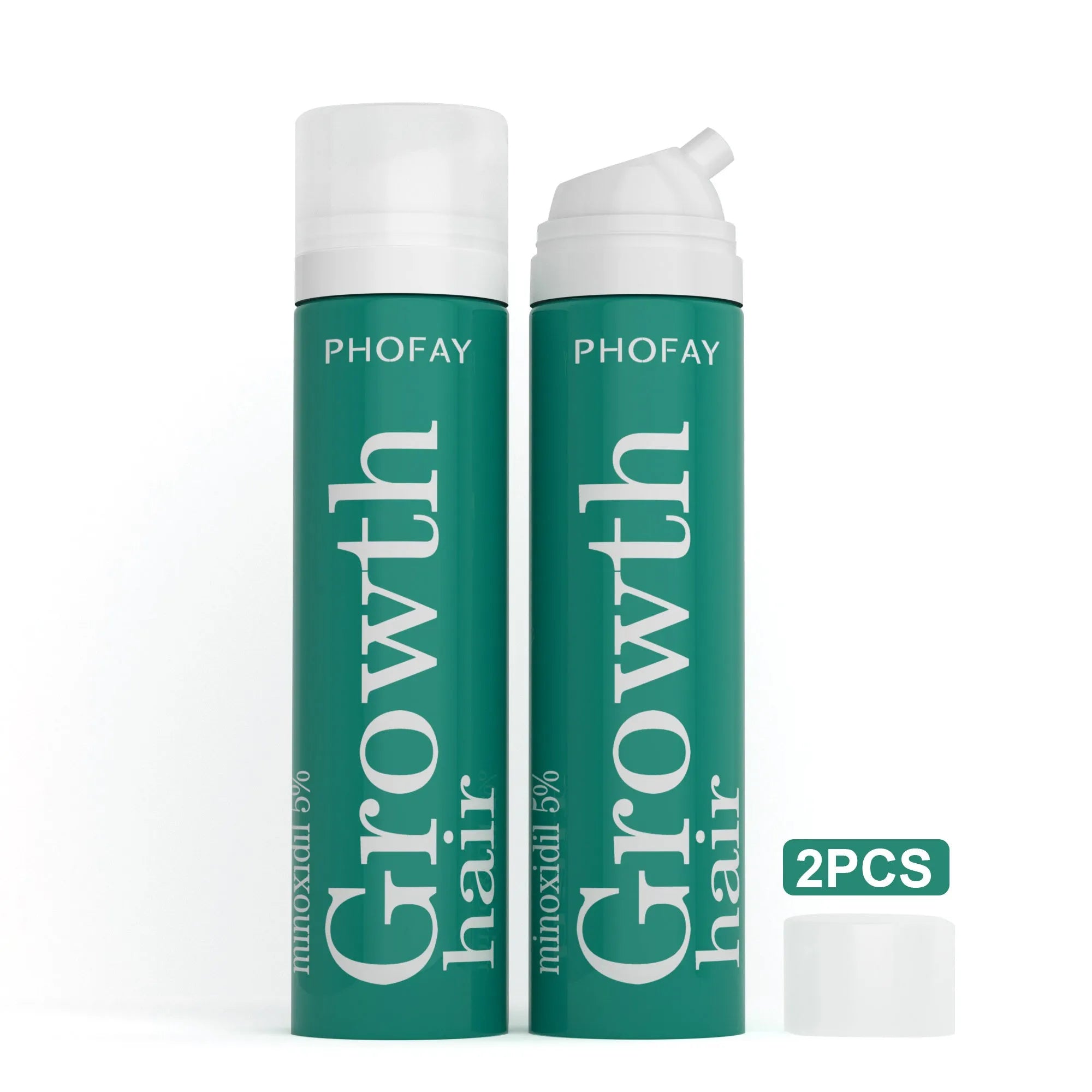 60ml canister of 5% minoxidil anti-hair loss foam mousse with a white pump applicator.