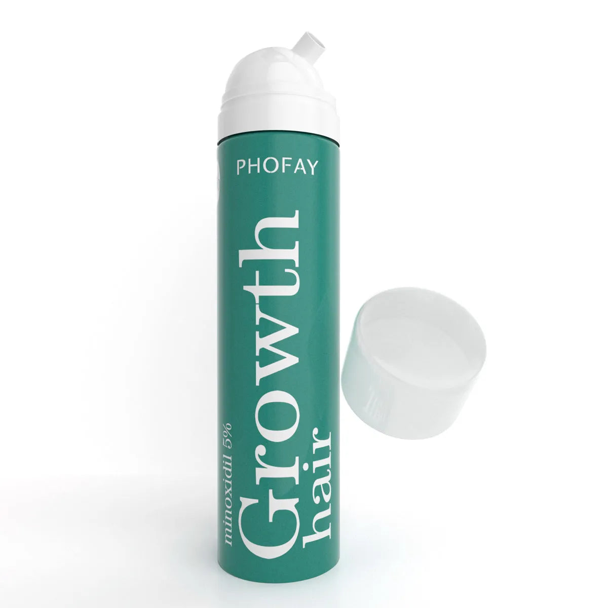 60ml canister of 5% minoxidil anti-hair loss foam mousse with a white pump applicator.