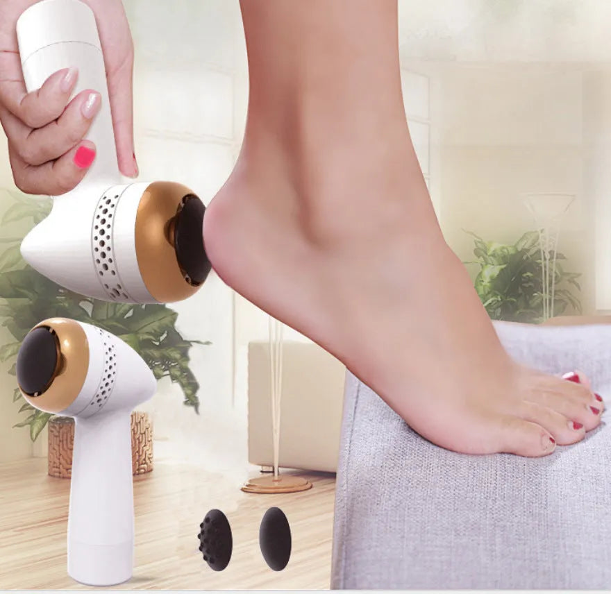 Electric vacuum foot grinder with quartz grinding head in gold, pink gold, pink silver, white gold, or white silver finish