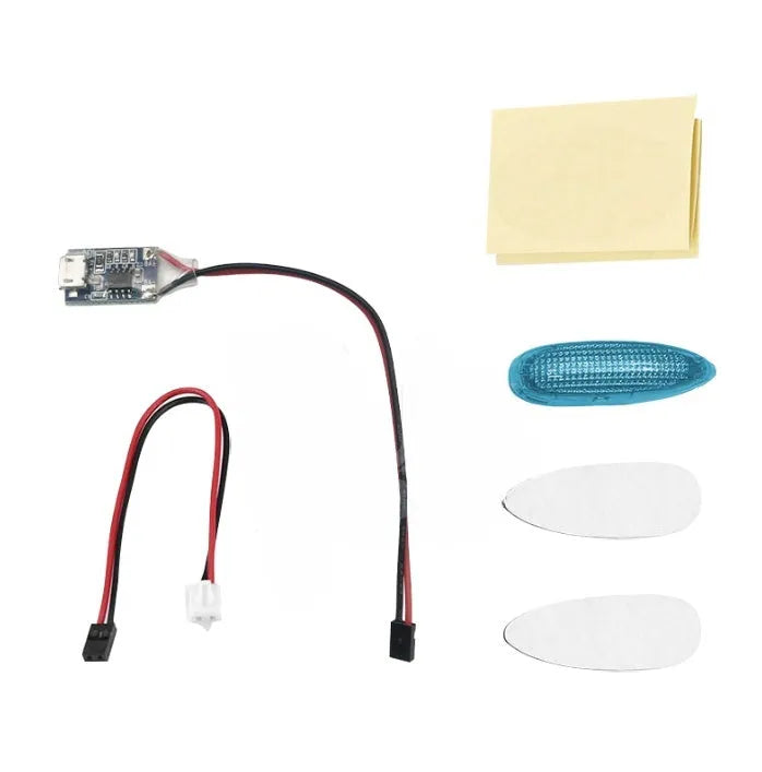 Aviation model LED running light kit with PCB board and multiple colour charger options for RC aircraft.