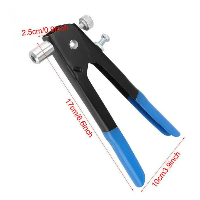 Manual riveter nut set with alloy steel construction showing tool and assortment of nuts in 86PC or 106PC configuration