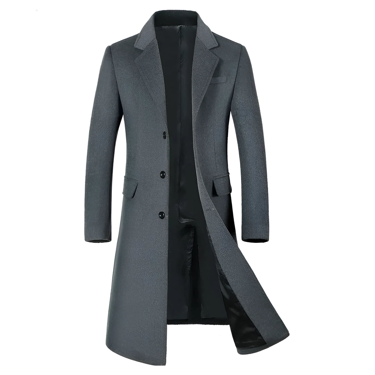 Woolen jacket in black or grey, woolen cloth outerwear available in sizes M to XXXL