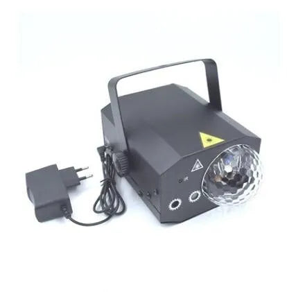 Black or white LED laser magic fan stage light with laser projection and remote control.