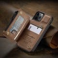 Black PU leather mobile phone case with anti-theft brush feature and detachable holster