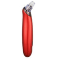 Handheld electric blackhead remover tool with multiple nozzle attachments on a white background.