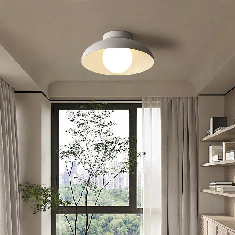Modern Nordic style ceiling lamp with minimalist design in Moon White or Obsidian Black finish