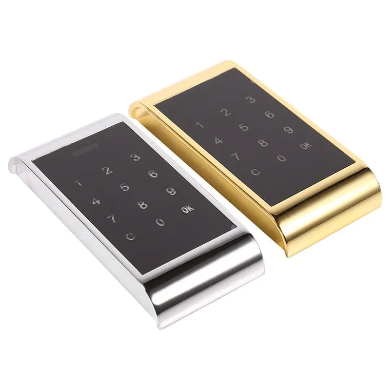Silver zinc alloy digital code lock showing keypad, with dimensions 11.5 by 5.35 centimetres.
