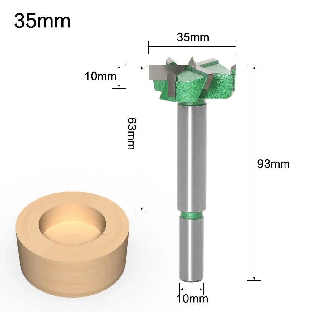 Three-edge woodworking hole opener milling cutter with cemented carbide blades