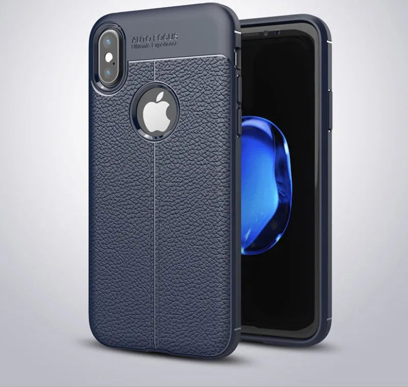WeFor black PU leather and silicone phone case for OnePlus models on a table