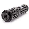 Black aluminium tactical flashlight with laser indicator and tail switch, 23mm diameter
