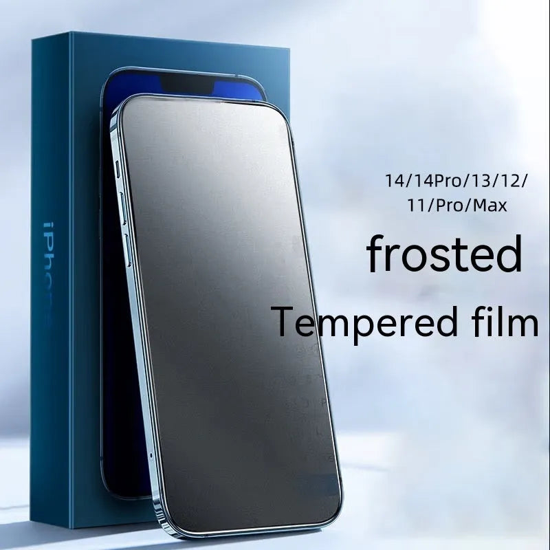 Tempered glass privacy screen protector for iPhone with choice of HD, frosted, or anti-peep finish.
