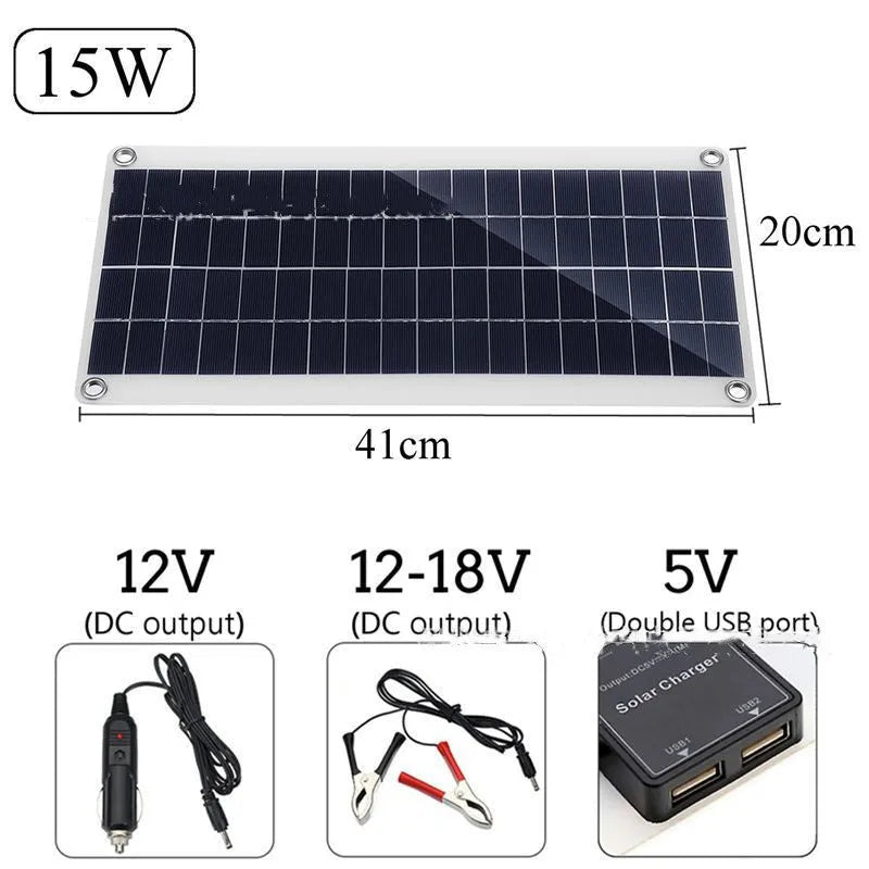 10W polysilicon solar panel with dual USB ports for outdoor device charging