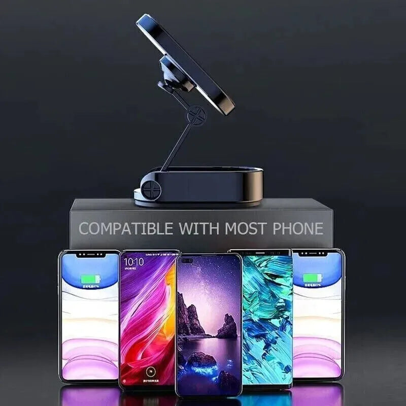 Stainless steel magnetic car phone holder with foldable bracket in chrome finish