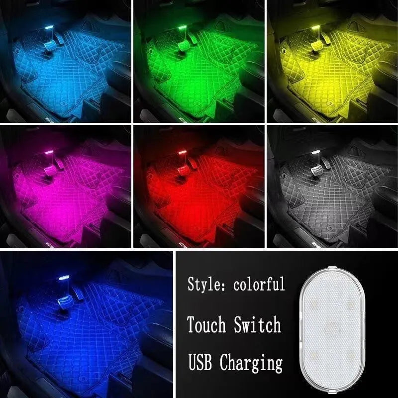 Car interior retrofit LED touch-control atmosphere light with aluminium base in four colour options