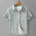 Pure cotton short sleeve shirt in loose cardigan style available in light green, light pink and white colours