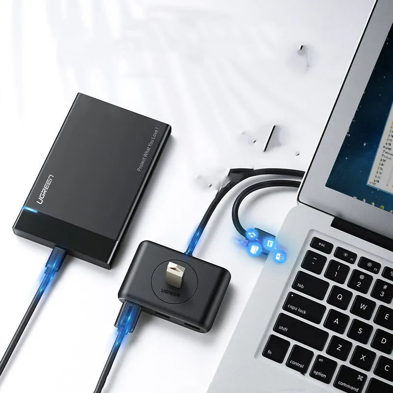 Black USB 3.0 extender adapter hub with multiple ports and a choice of cable lengths for desktop computers.