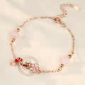 S925 sterling silver bracelet with white chalcedony crystal flower and engraved koi fish design.