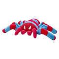 Red teddy bear chew toy for medium and large dogs on a plain background