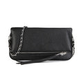 Women's black shoulder messenger bag with chain detailing and organised interior compartments