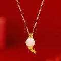 Copper koi carp bracelet and necklace set in lucky koi red for women's retro jewellery